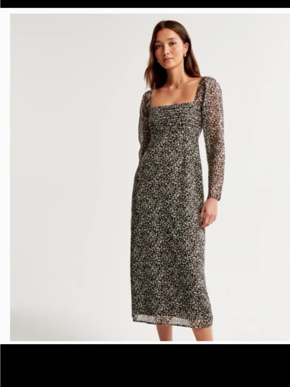 Abercrombie & Fitch Emerson Chiffon Long-Sleeve Midi Dress size Small - Picture 2 of 12